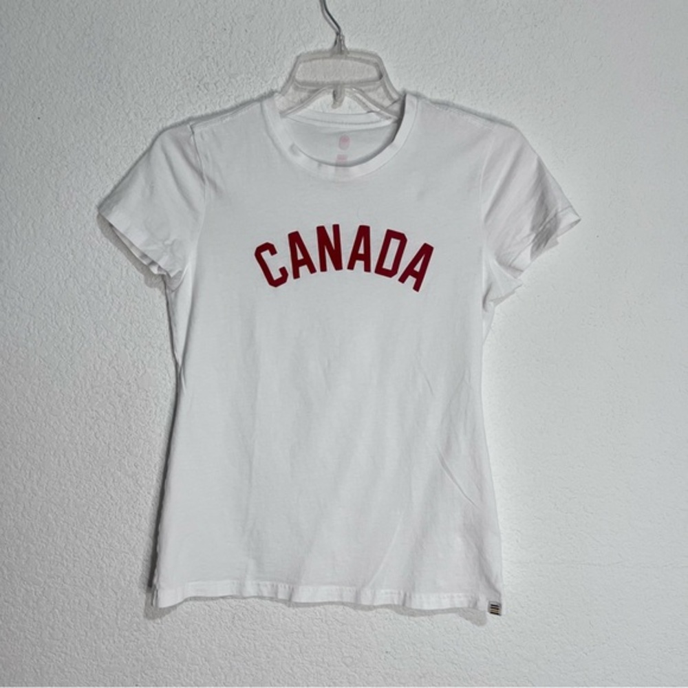 Hudson Bay Team Canada Olympic Wear Wordmark White Cotton Short Sleeve Tee Small